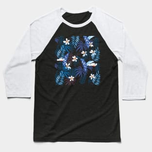 White Hibiscus Flower Pattern Design Baseball T-Shirt